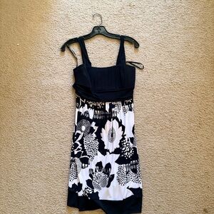 Saint Tropez West Black and White Floral Midi Dress